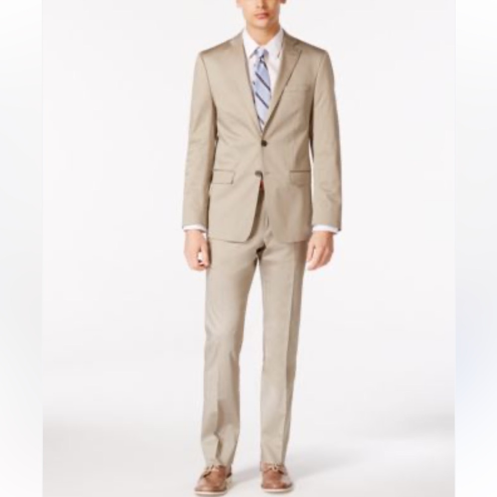 Calvin Klein X-Fit Solid Tan Slim-Fit Suit